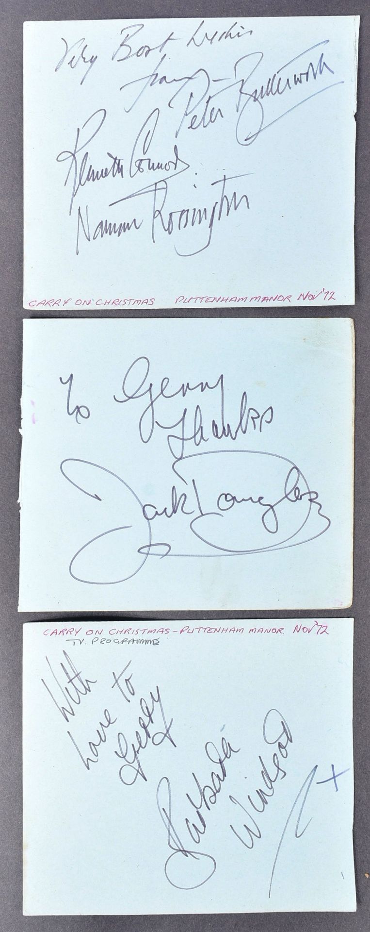 GERALD WHITNEY COLLECTION (CAMERA MAN) - CARRY ON AUTOGRAPHS