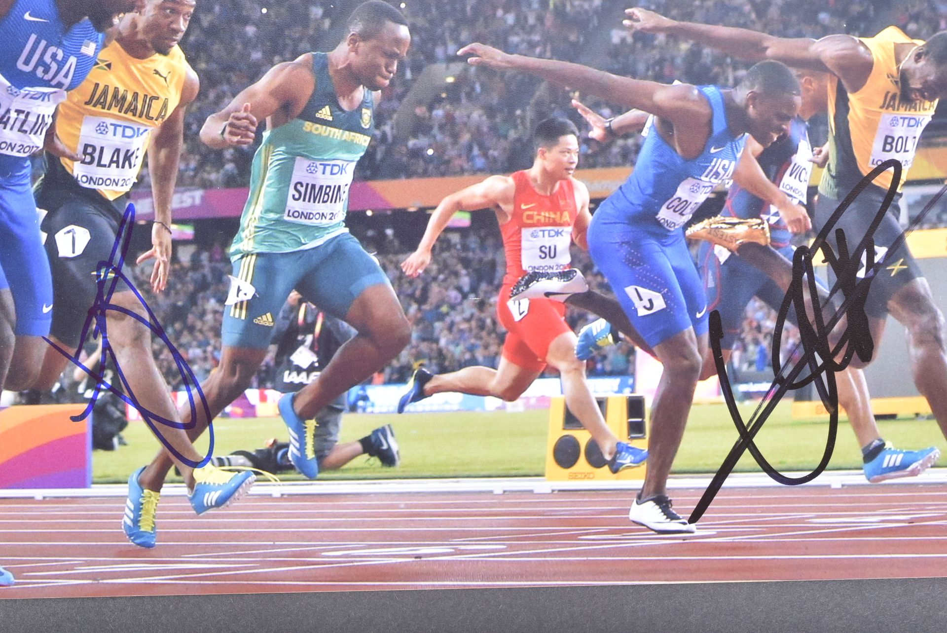 SPORT - USAIN BOLT & JUSTIN GATLIN - SIGNED 11X14" PHOTO - AFTAL - Bild 2 aus 2