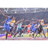 SPORT - USAIN BOLT & JUSTIN GATLIN - SIGNED 11X14" PHOTO - AFTAL