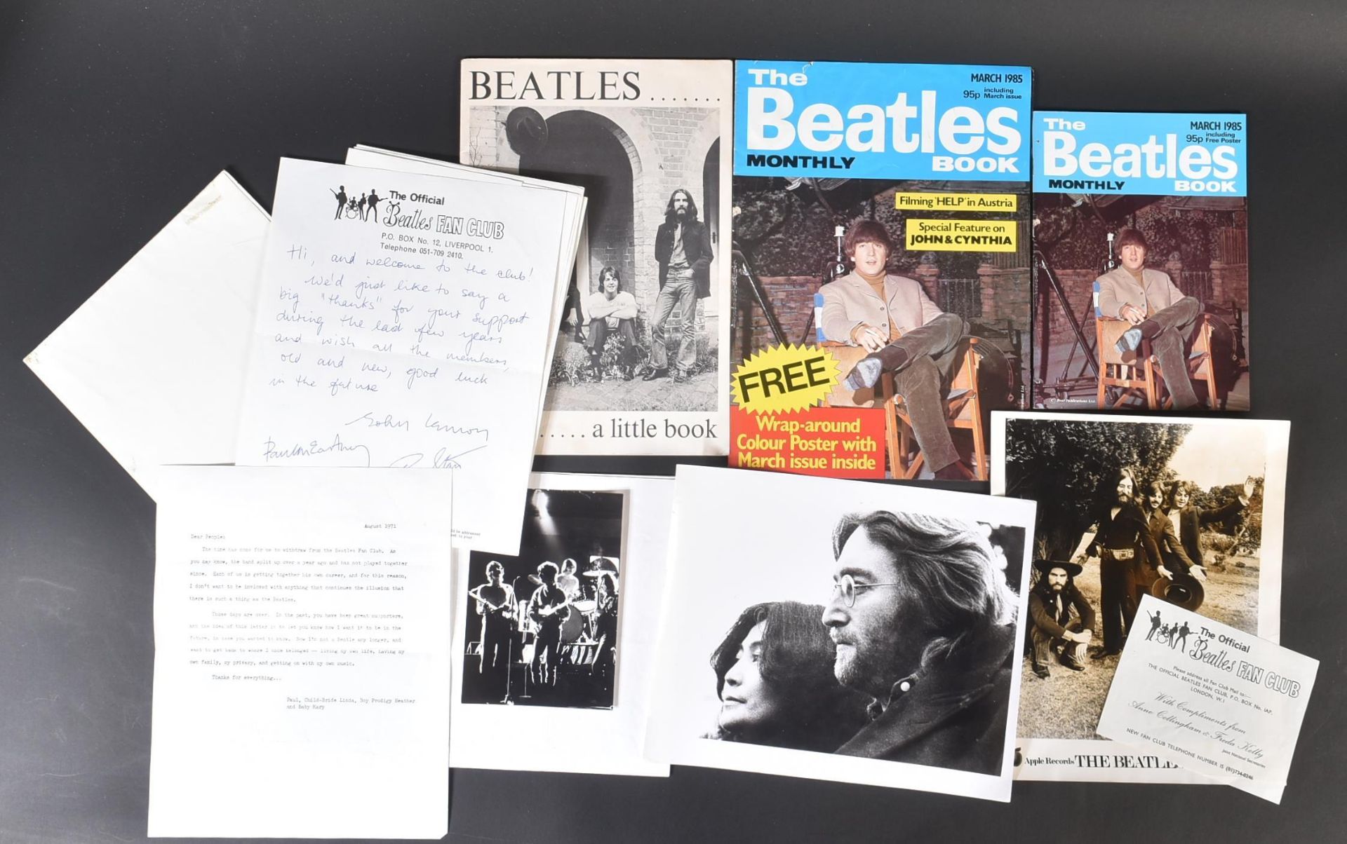 BEATLES - COLLECTION OF FAN CLUB EPHEMERA, INC. POSTER, PHOTOS ETC