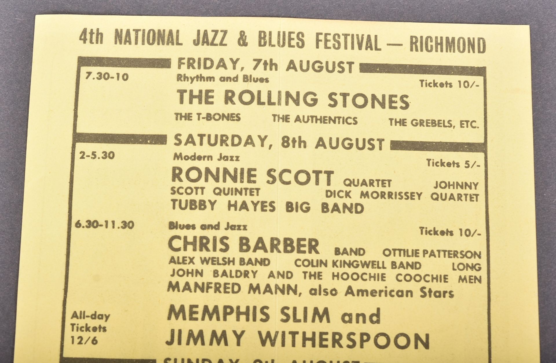 THE ROLLING STONES - ORIGINAL 1964 BLUES & JAZZ FLYER - Image 3 of 3