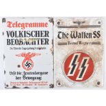 TWO SECOND WORLD WAR GERMAN THIRD REICH ENAMEL SIGNS