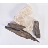 NATURAL HISTORY - FOSSILISED WOOD & LARGE FRAGMENT OF GYPSUM