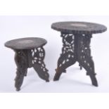 PAIR OF ANGLO INDIAN CARVED HARDWOOD TABLES