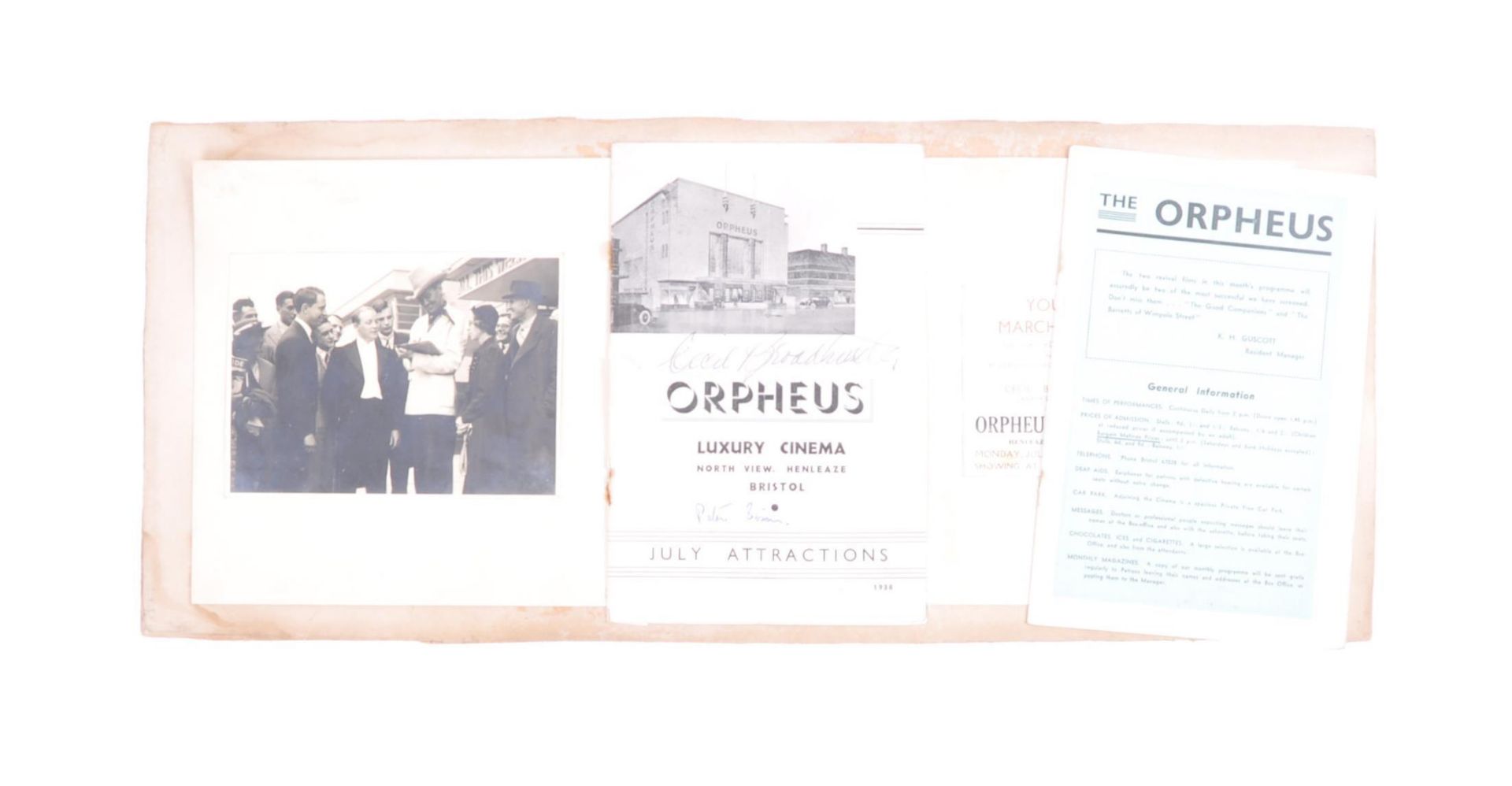 ORPHEUS CINEMA BRISTOL EPHEMERA
