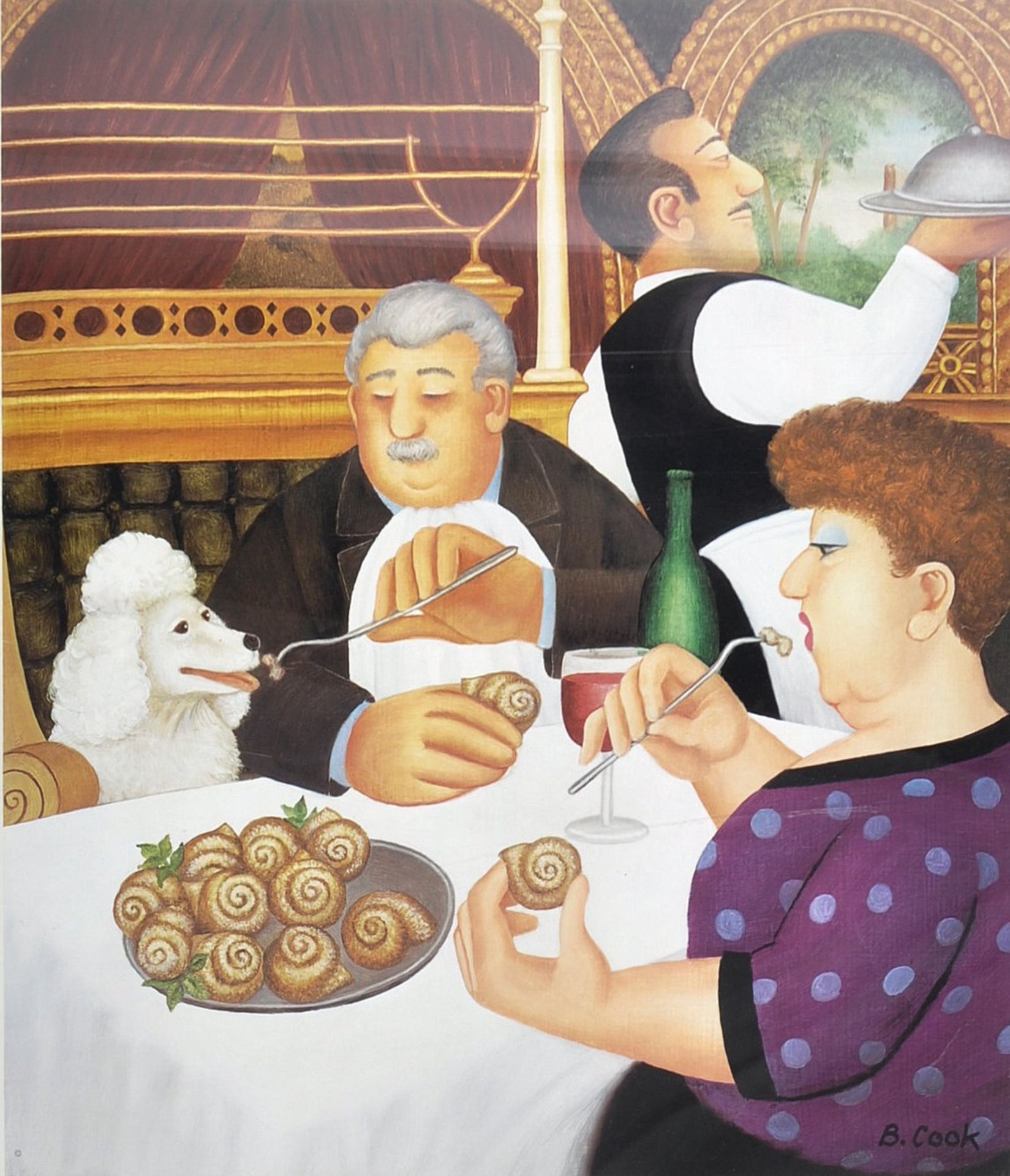 BERYL COOK (B.1926) - DINING IN PARIS - SIGNED PRINT
