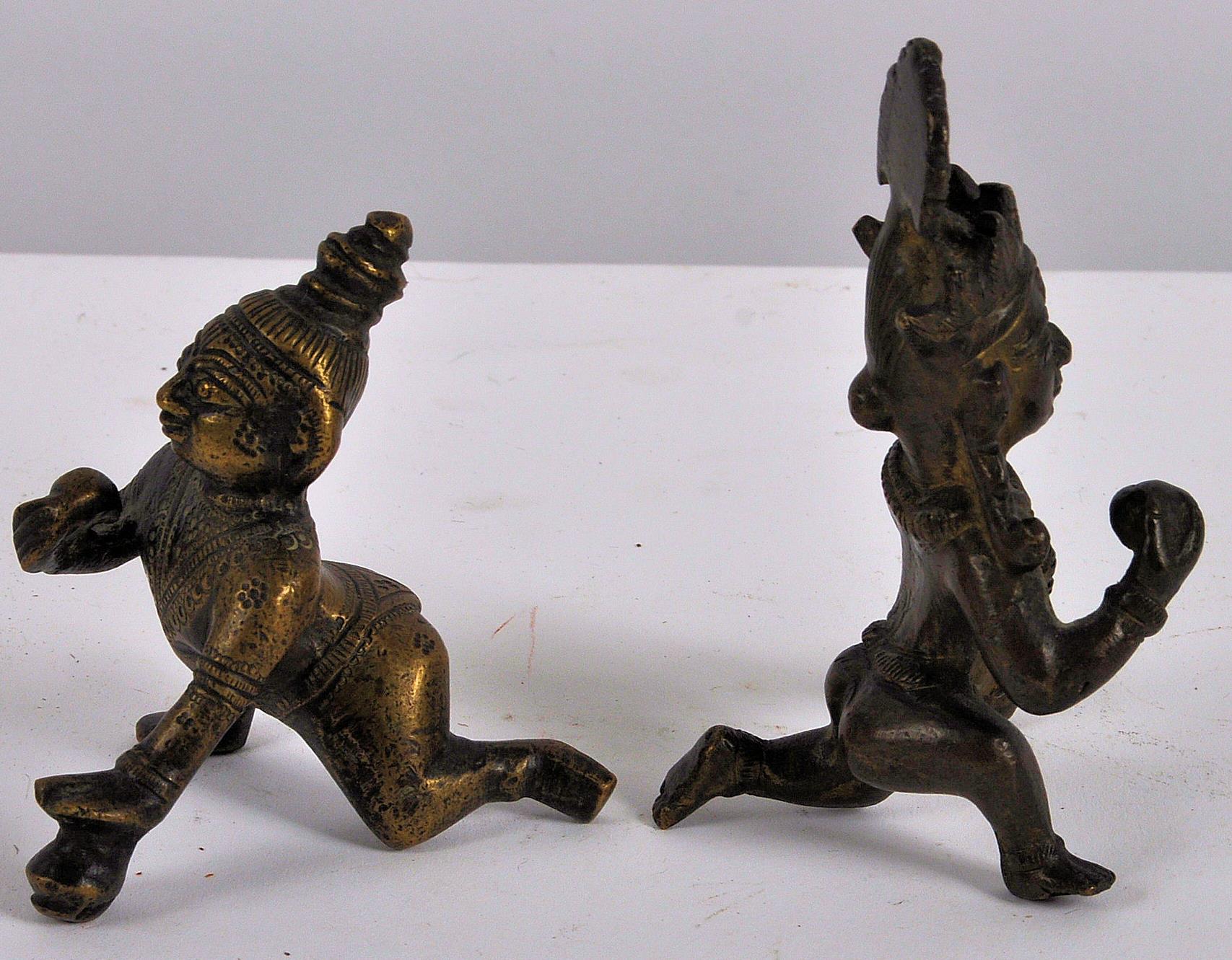 TWO ANTIQUE 19TH / 20TH INDIAN HINDU BRONZE FIGURINES OF KRISHNA - Image 4 of 5