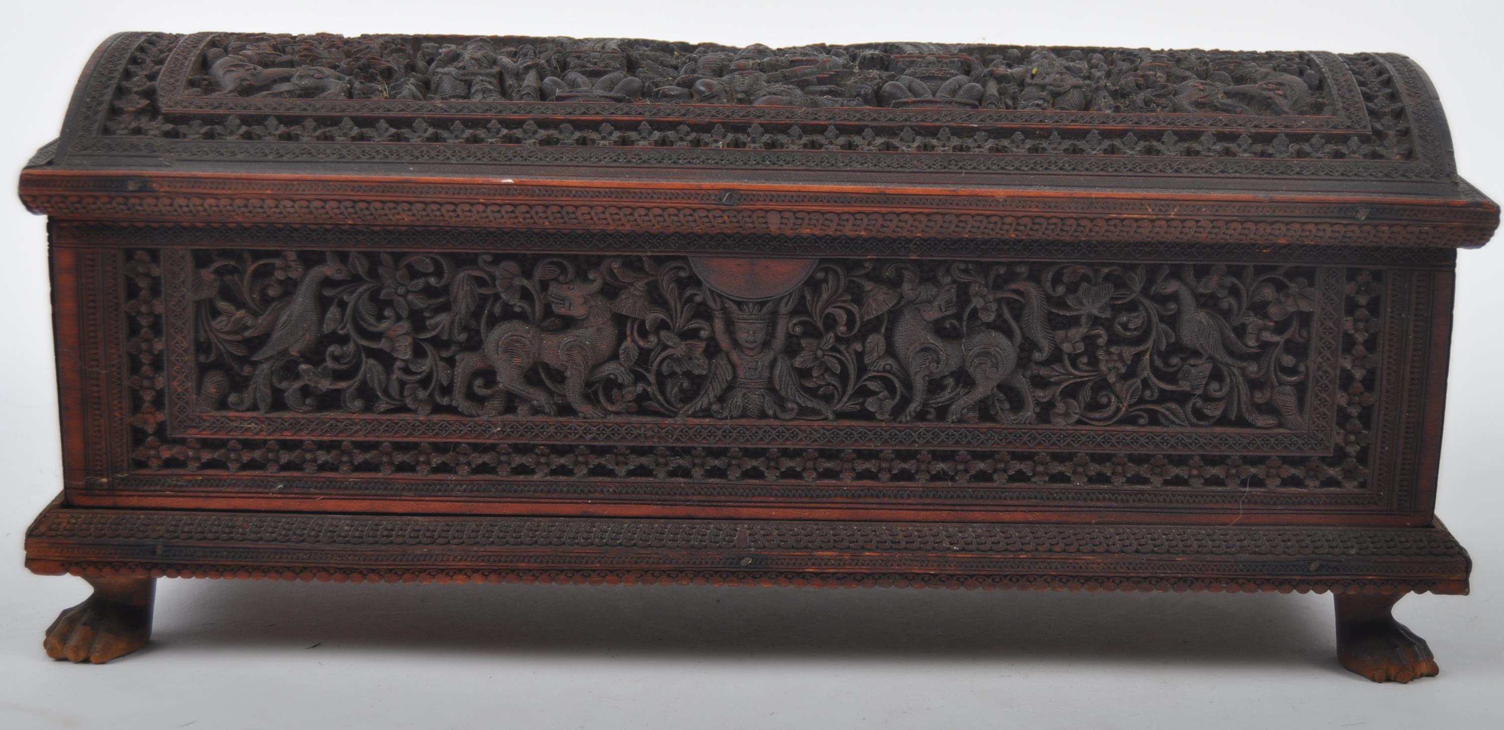 19TH CENTURY CARVED ANGLO INDIAN COLONIAL CARVED BOX - Image 4 of 7