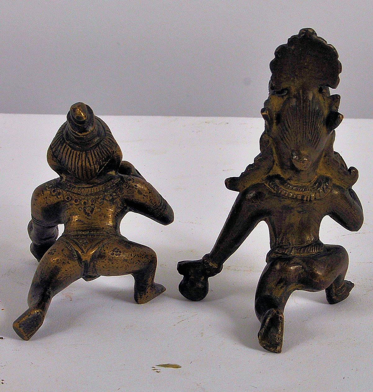 TWO ANTIQUE 19TH / 20TH INDIAN HINDU BRONZE FIGURINES OF KRISHNA - Image 3 of 5