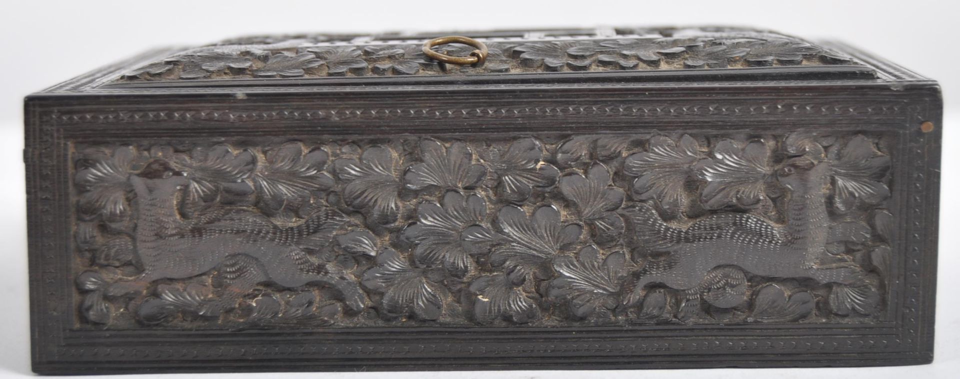 19TH CENTURY ANGLO INDIAN CARVED WOODEN BOX - Image 2 of 7