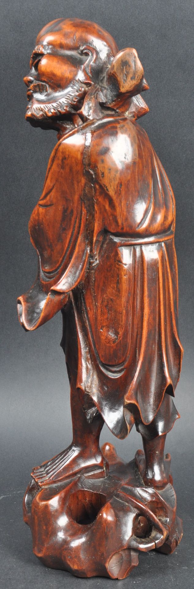 LARGE 19TH CENTURY CHINESE CARVED EMACIATED FIGURE - Image 3 of 6