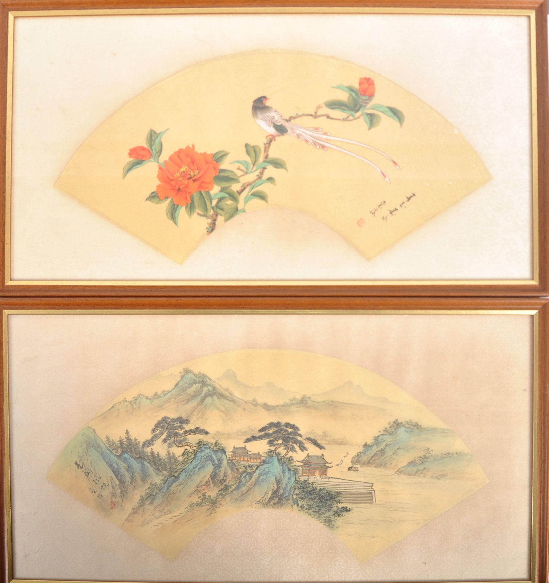 SERIES OF FOUR CHINESE WATERCOLOUR FAN PAINTINGS - Image 5 of 7