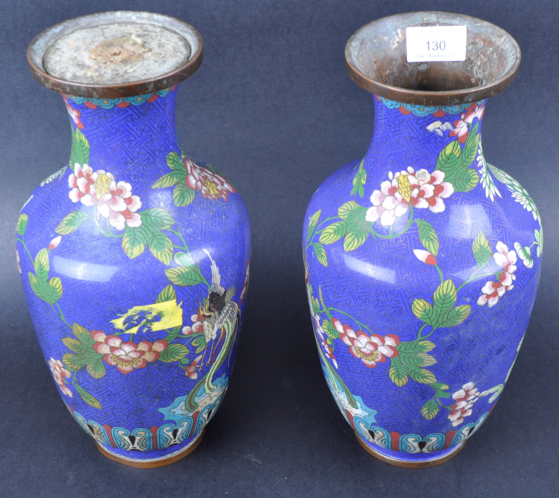 PAIR OF CHINESE CLOISONNE VASES - Image 2 of 6