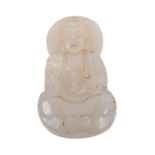 EARLY 20TH CENTURY CHINESE CARVED JADE GUANYIN PANEL