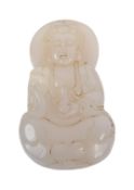 EARLY 20TH CENTURY CHINESE CARVED JADE GUANYIN PANEL