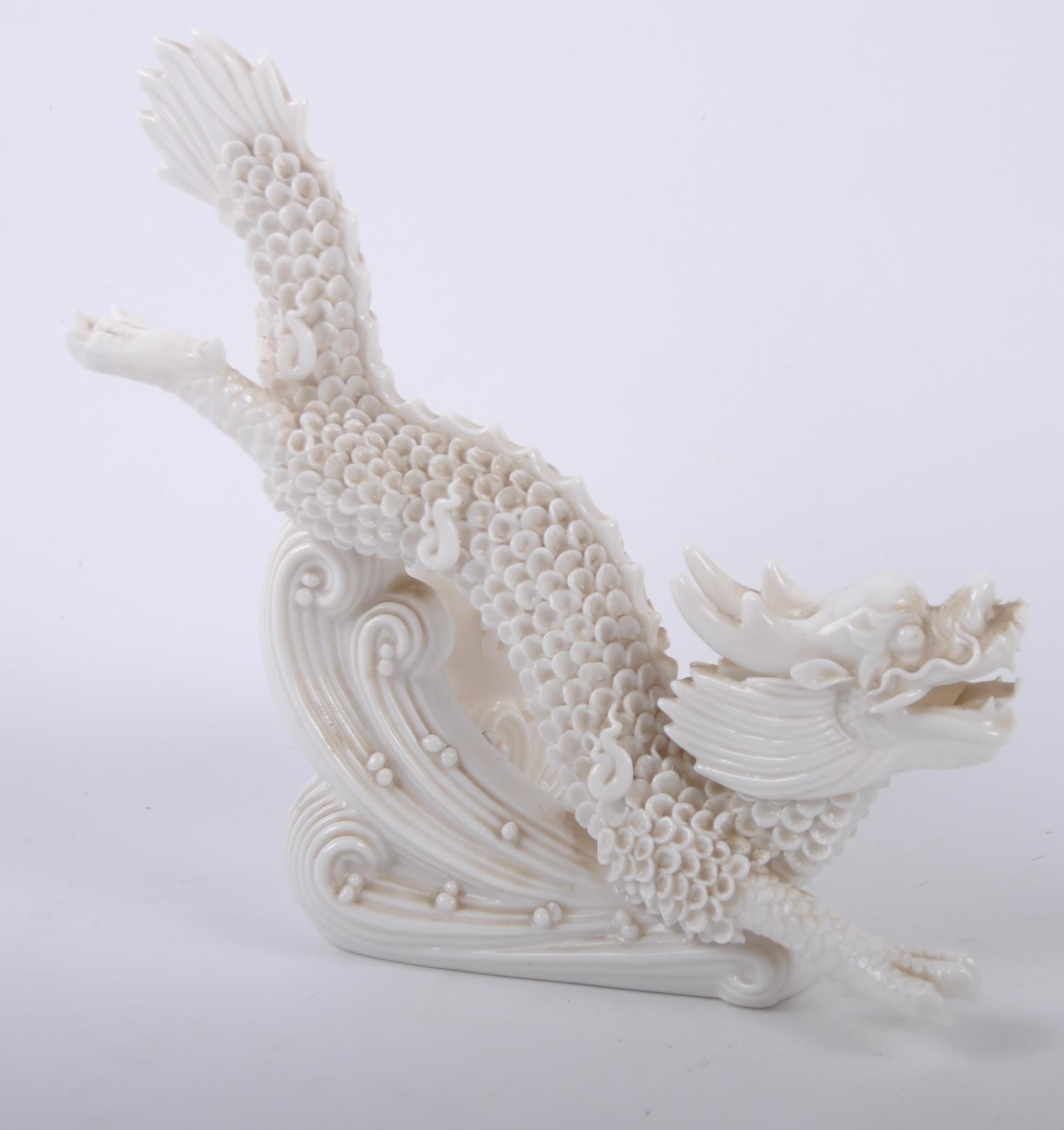 CHINESE DEHUA PORCELAIN DRAGON & FLAMING PEARL - Image 5 of 9