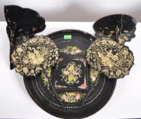 COLLECTION OF ORIENTAL BLACK LACQUER ITEMS