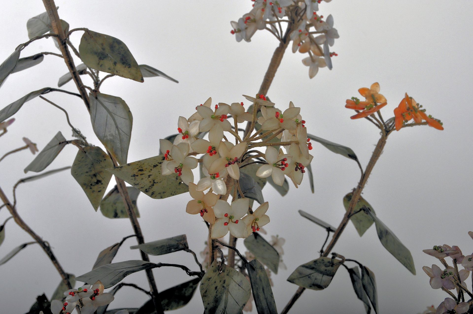 PAIR OF LARGE CHINESE JADE AND STONE BONSAI TREES - Image 9 of 20