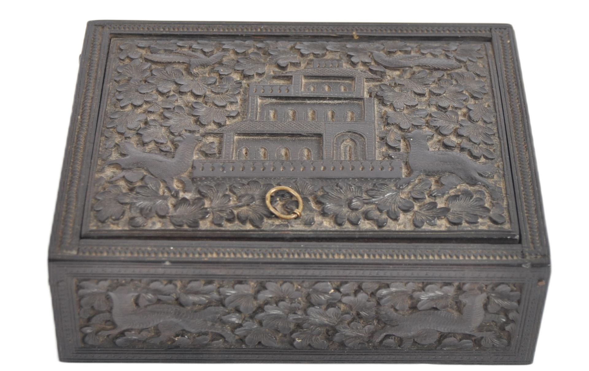 19TH CENTURY ANGLO INDIAN CARVED WOODEN BOX