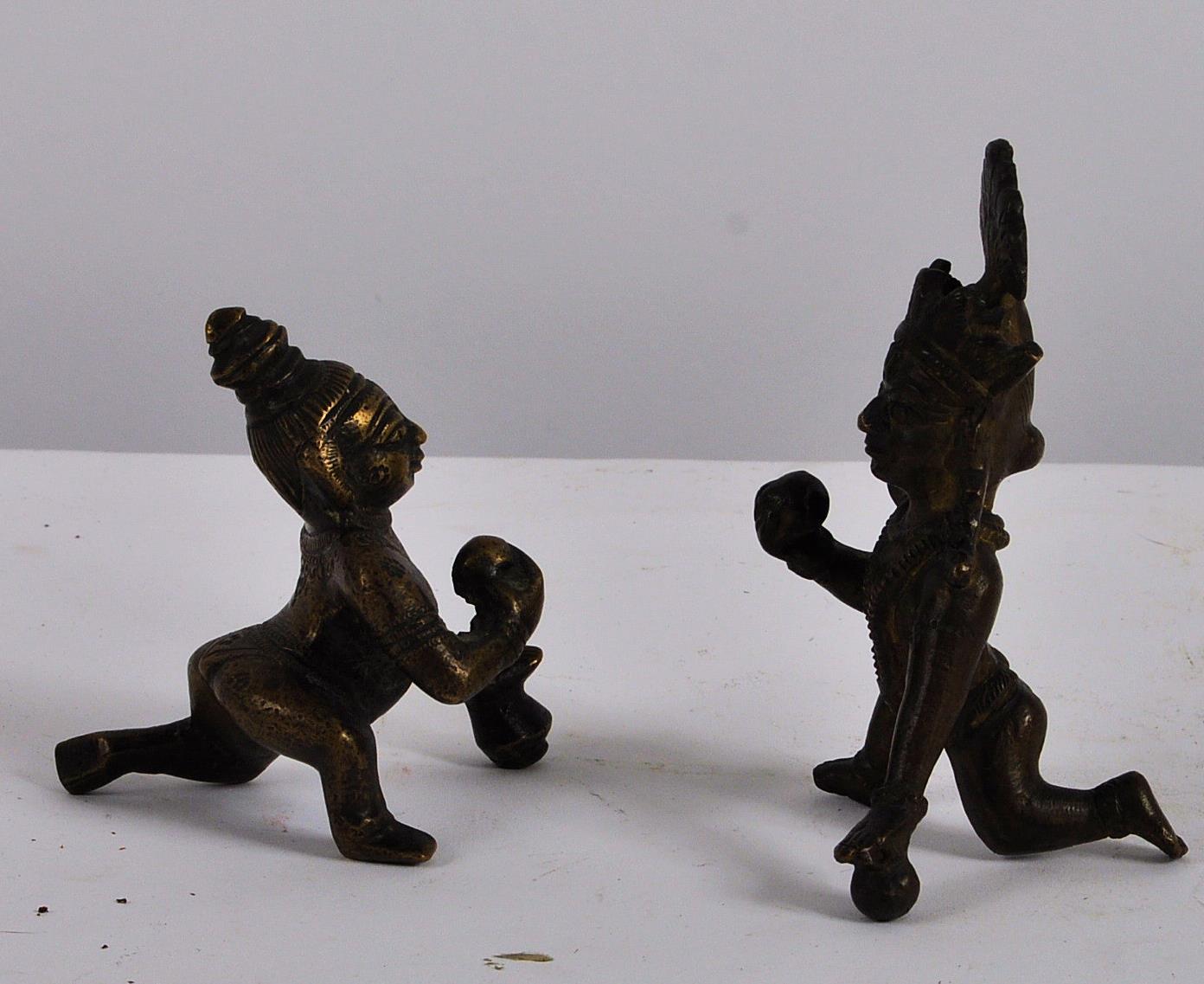 TWO ANTIQUE 19TH / 20TH INDIAN HINDU BRONZE FIGURINES OF KRISHNA - Image 2 of 5