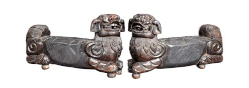 LARGE PAIR OF 19TH CENTURY CHINESE CARVED FOO DOGS