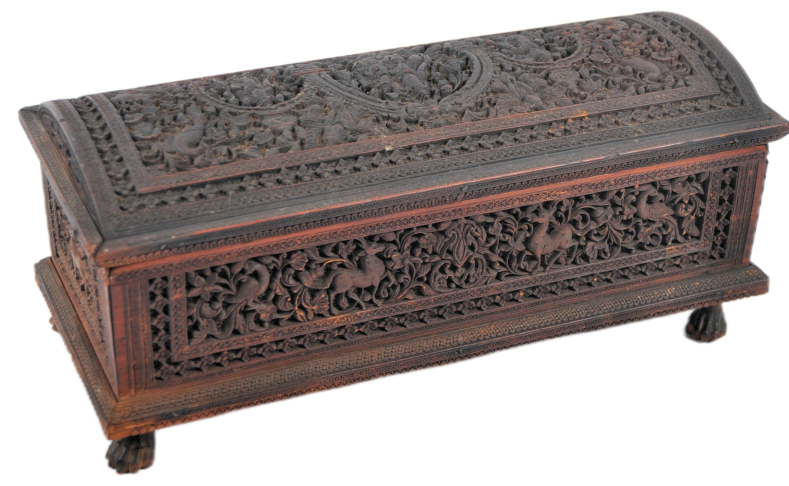 19TH CENTURY CARVED ANGLO INDIAN COLONIAL CARVED BOX