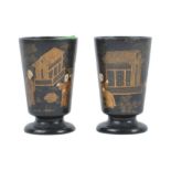 PAIR OF CHINESE BLACK LACQUER DRINKING CUPS