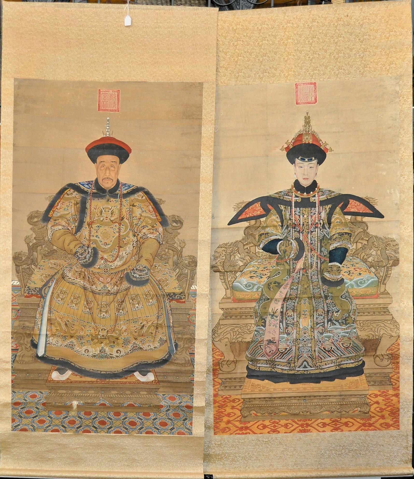 PAIR OF CHINESE EMPEROR SCROLLS