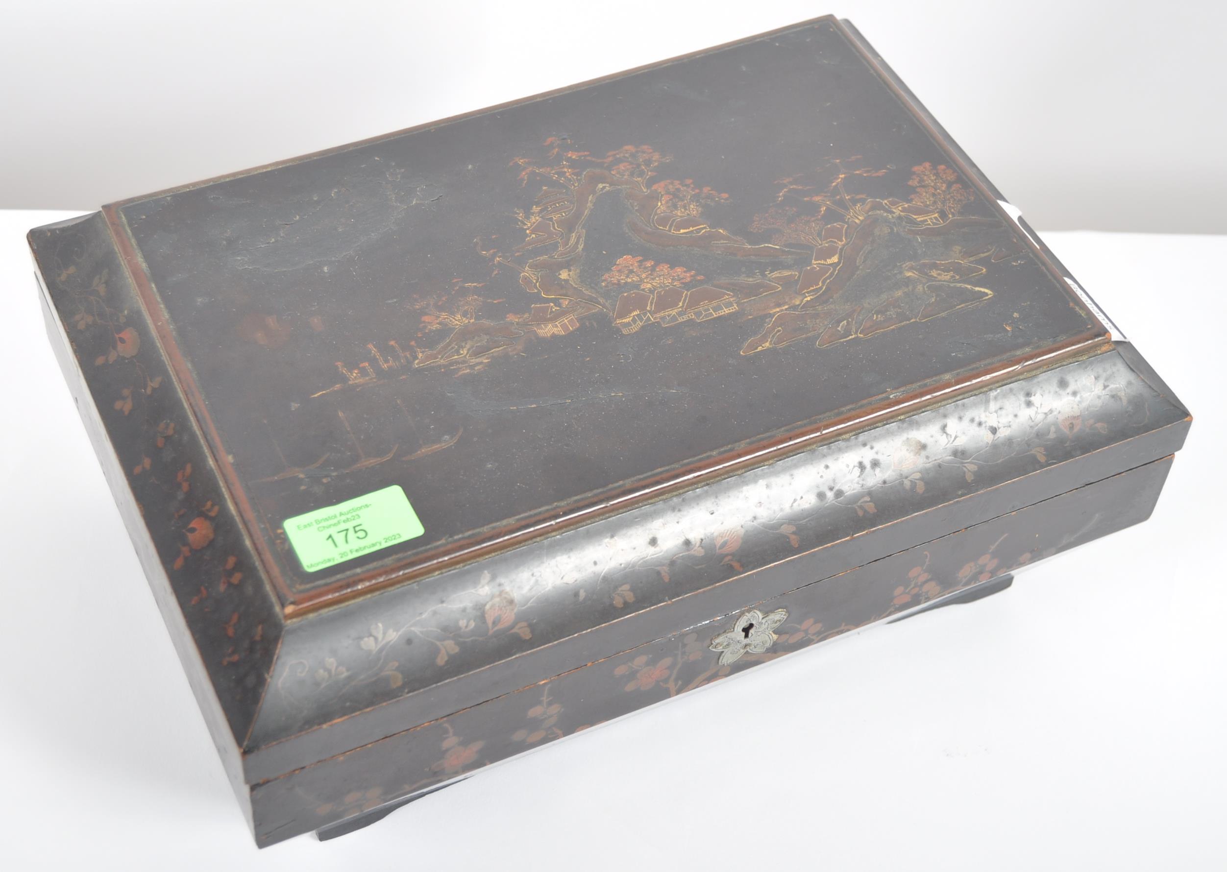 19TH CENTURY JAPANESE BLACK LACQUER BOX - Image 4 of 9
