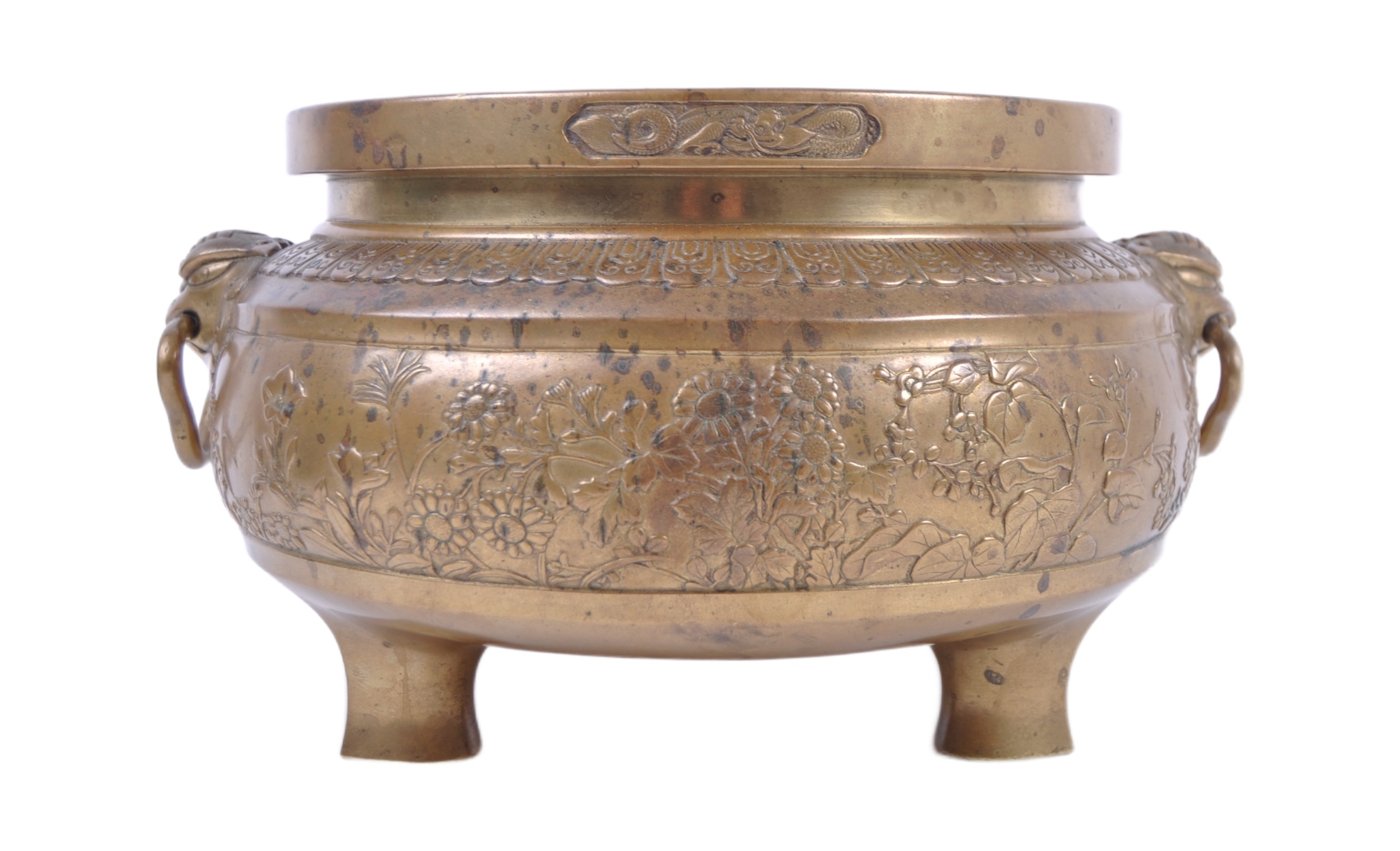 LARGE 19TH CENTURY CHINESE TEMPLE BRONZE CENSER