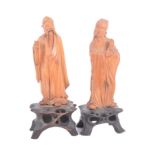 PAIR OF CARVED 20TH CENTURY CHINESE HAND CARVED FIGURINES