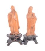 PAIR OF CARVED 20TH CENTURY CHINESE HAND CARVED FIGURINES
