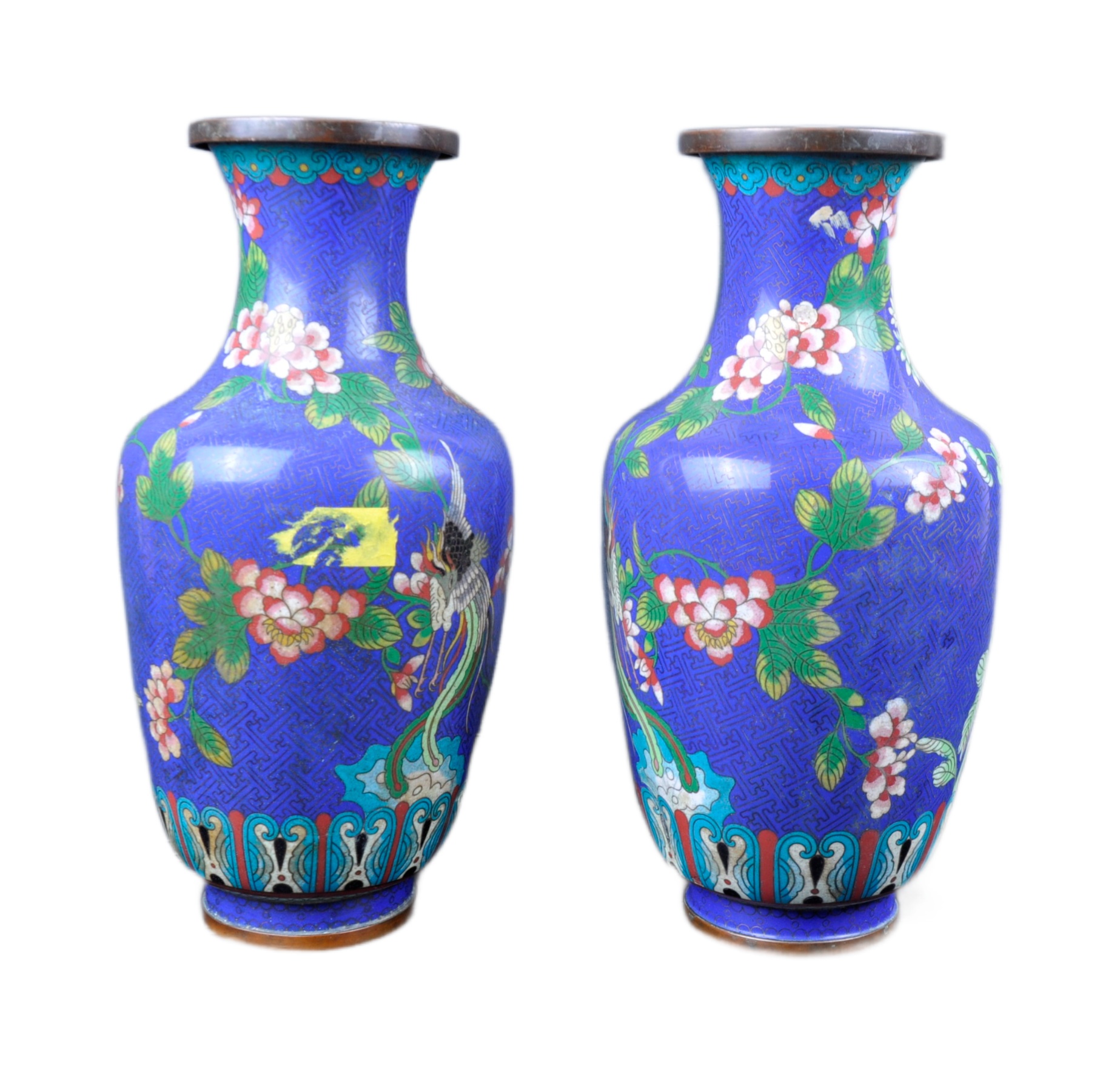 PAIR OF CHINESE CLOISONNE VASES