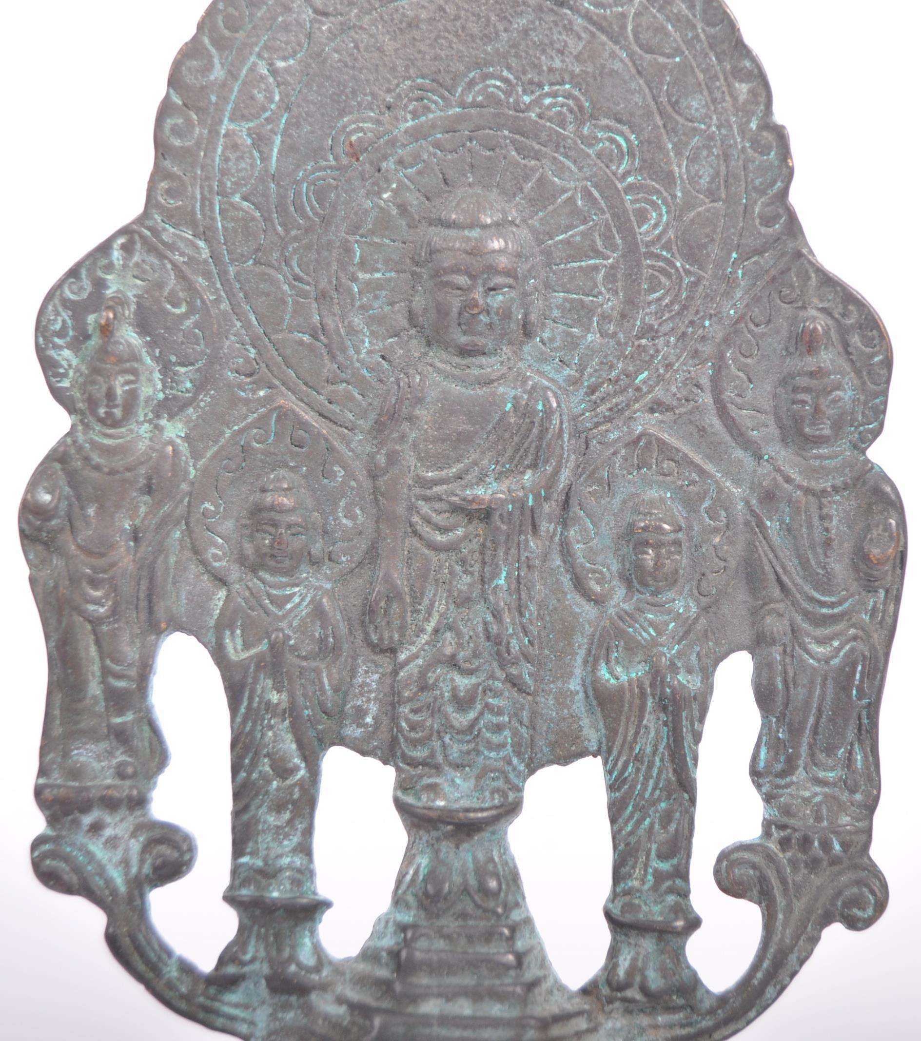 19TH CENTURY CHINESE TIBETAN BUDDHA BRONZE PANEL - Image 6 of 7