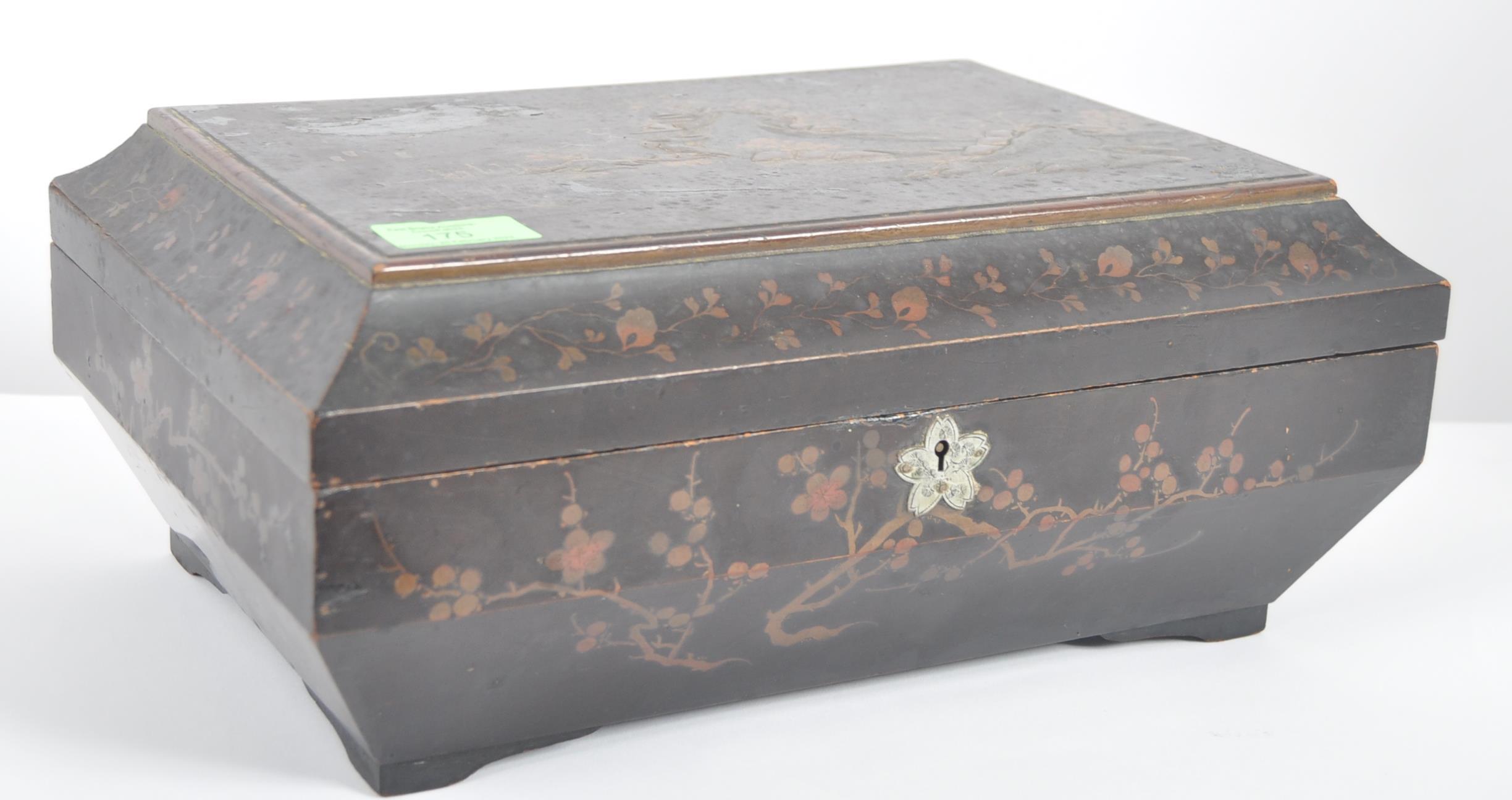 19TH CENTURY JAPANESE BLACK LACQUER BOX - Image 3 of 9