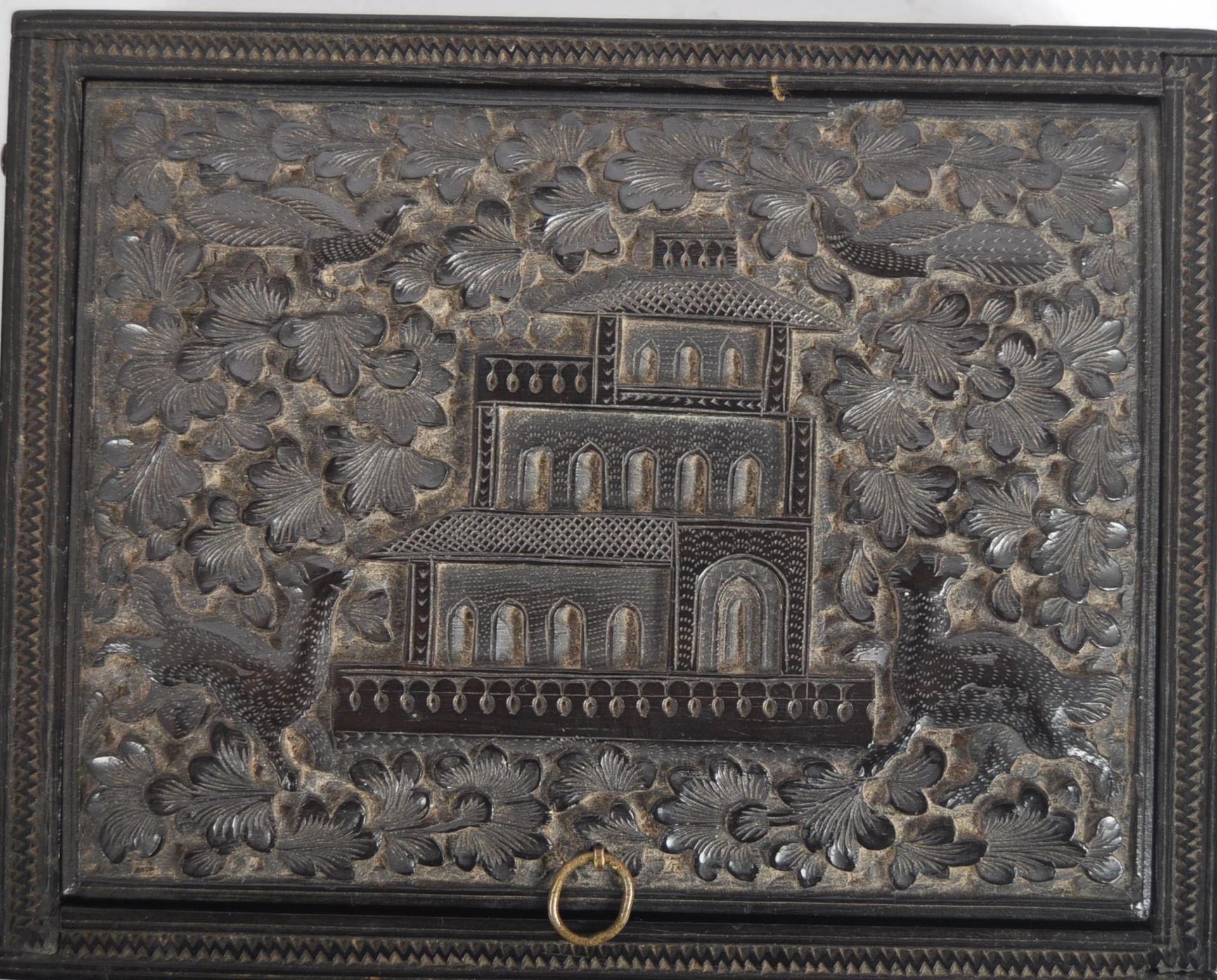 19TH CENTURY ANGLO INDIAN CARVED WOODEN BOX - Image 6 of 7