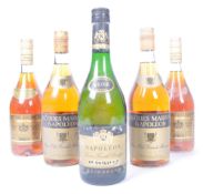 FIVE BOTTLES OF NAPOLEON FINE OLD FRENCH BRANDY