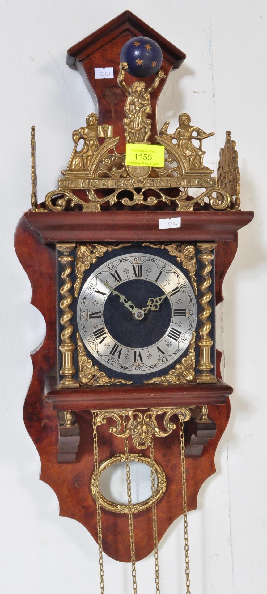20TH CENTURY REPRODUCTION DUTCH WALL CLOCK - Image 2 of 9