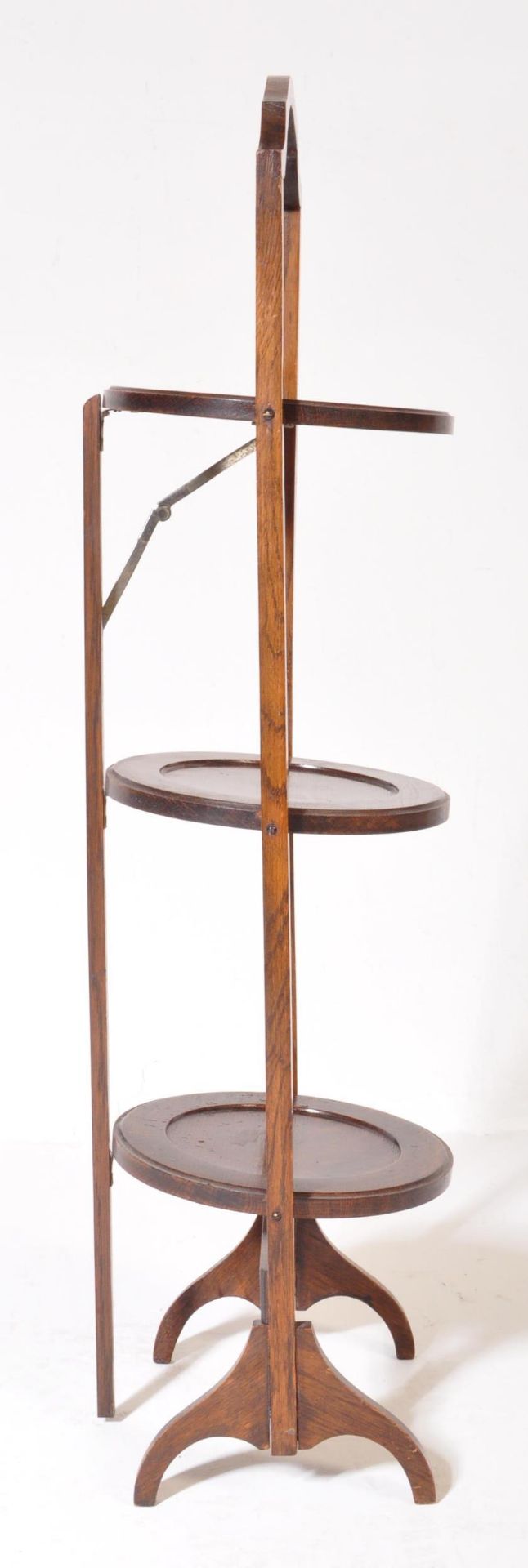 EDWARDIAN MAHOGANY FOLDING CAKE STAND TABLE TRAY - Image 3 of 5