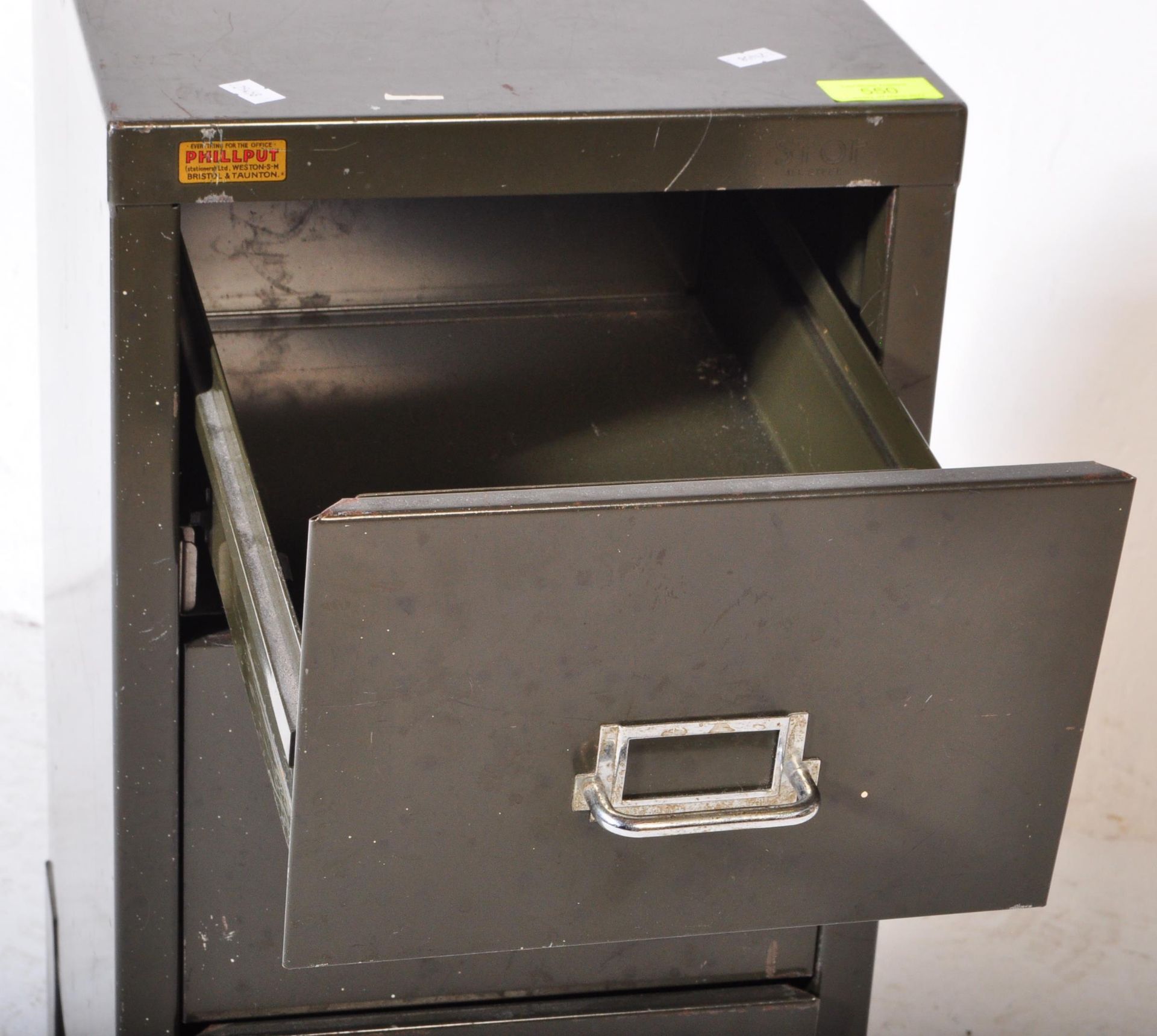 PHILLPUT - MID 20TH CENTURY INDUSTRIAL GREEN FILING CABINET - Image 4 of 6