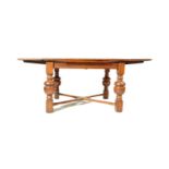 LARGE 1930'S OAK REFECTORY EXTENDING DINING TABLE