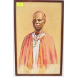 RETRO VINTAGE PASTEL PORTRAIT OF AN AFRICAN NOBLE