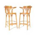 PAIR OF MID 20TH CENTURY THONET STYLE BENTWOOD BAR STOOLS