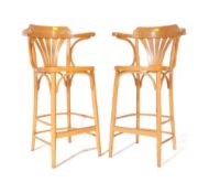 PAIR OF MID 20TH CENTURY THONET STYLE BENTWOOD BAR STOOLS