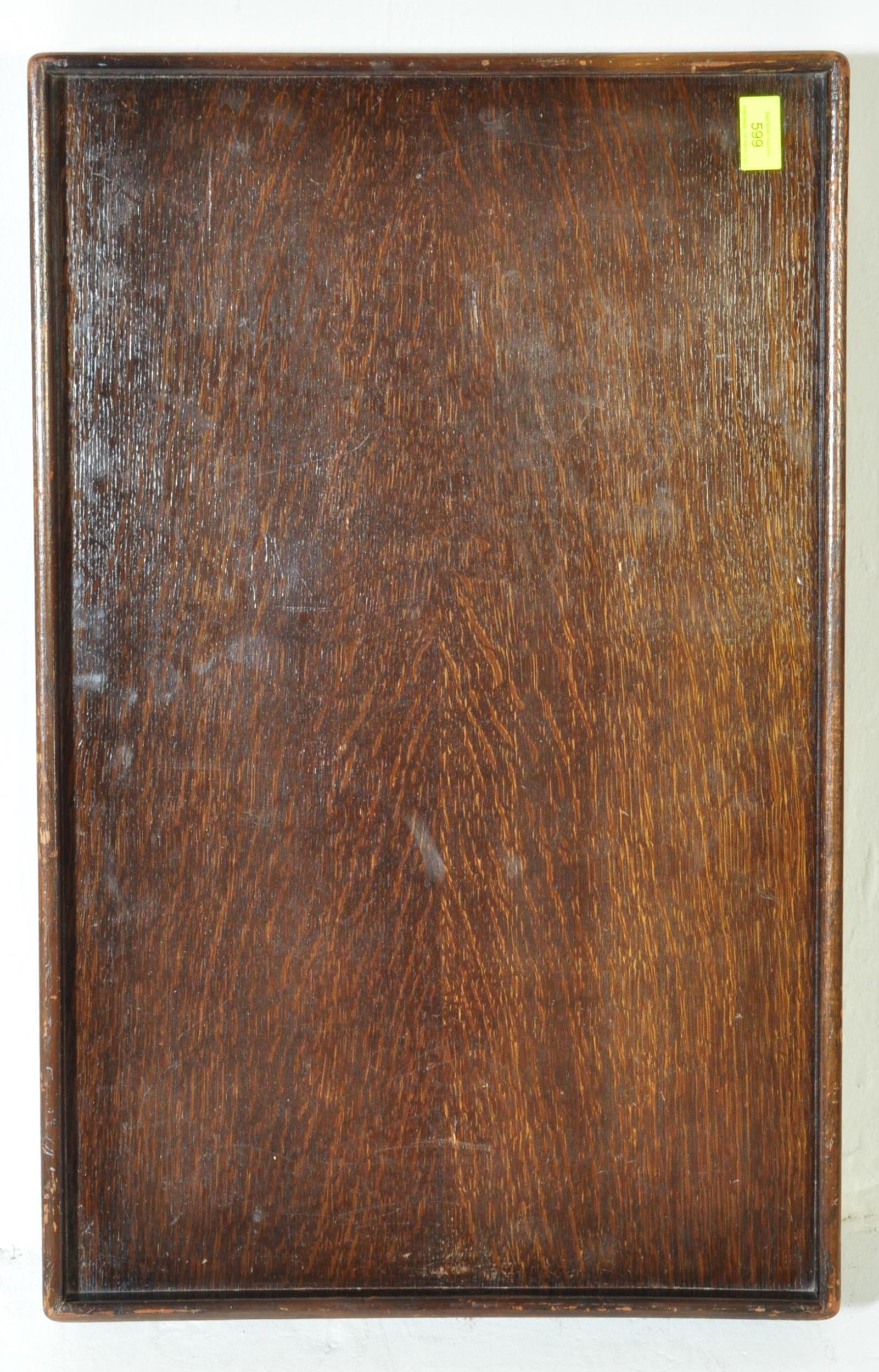 A 1940'S OAK FOLDING GALLERY TRAY TOP EDGE COACHING TABLE - Image 6 of 6
