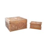 VINTAGE 20TH CENTURY CARVED WOOD TRINKET STORAGE BOXES VINTAGE 20TH CENTURY