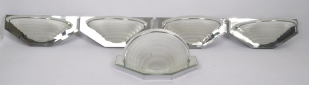 FIVE RETRO GLASS & CHROME ITALIAN STYLE WALL LIGHTS