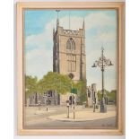 OF LOCAL INTEREST - OIL ON BOARD PAINTING KEYNSHAM CHURCH