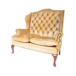 CHESTERFIELD STYLE LEATHER WINGBACK TWO SEATER SOFA