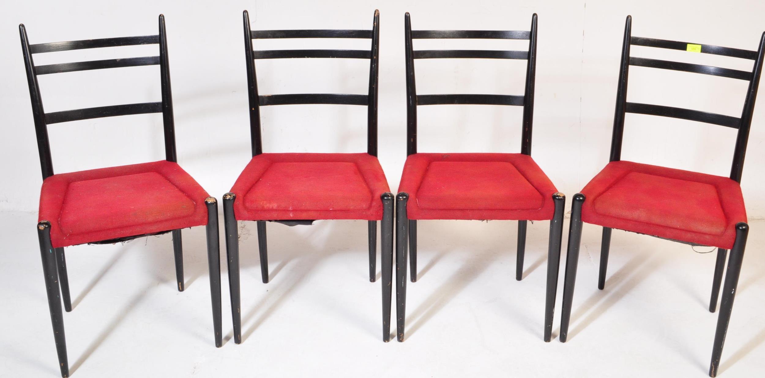 FOUR RETRO MID 20TH CENTURY EBONISED DINING CHAIRS - Image 2 of 5